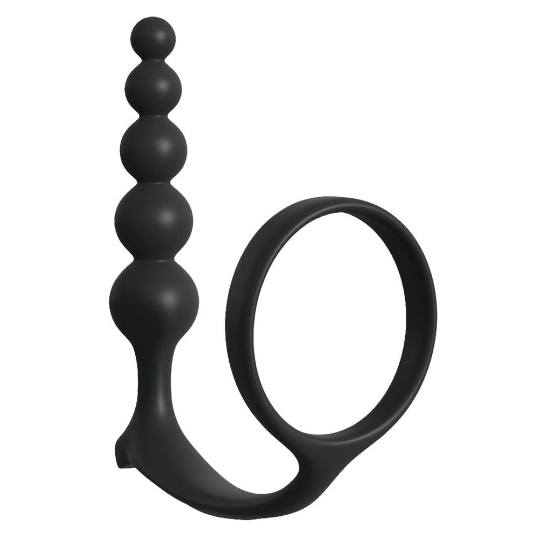 Penisring mit Kugel-Analplug  | Unterstützt Erektion, aus Silikon | Fetish Fantasy Series