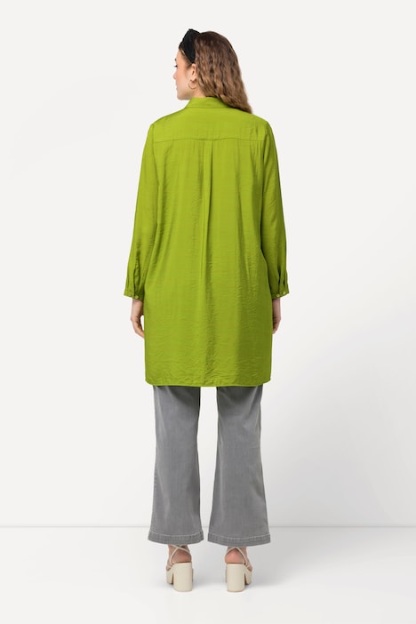 Longbluse, A-Linie, Hemdkragen, Langarm