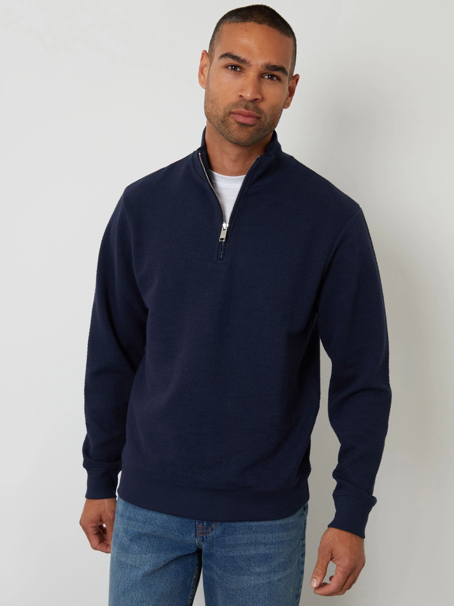 Threadbare Textured Quarter Zip Sweatshirt