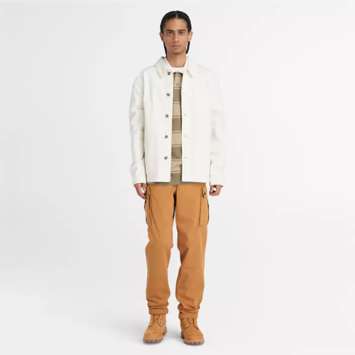 Veste en toile délavée Chore pour homme en blanc