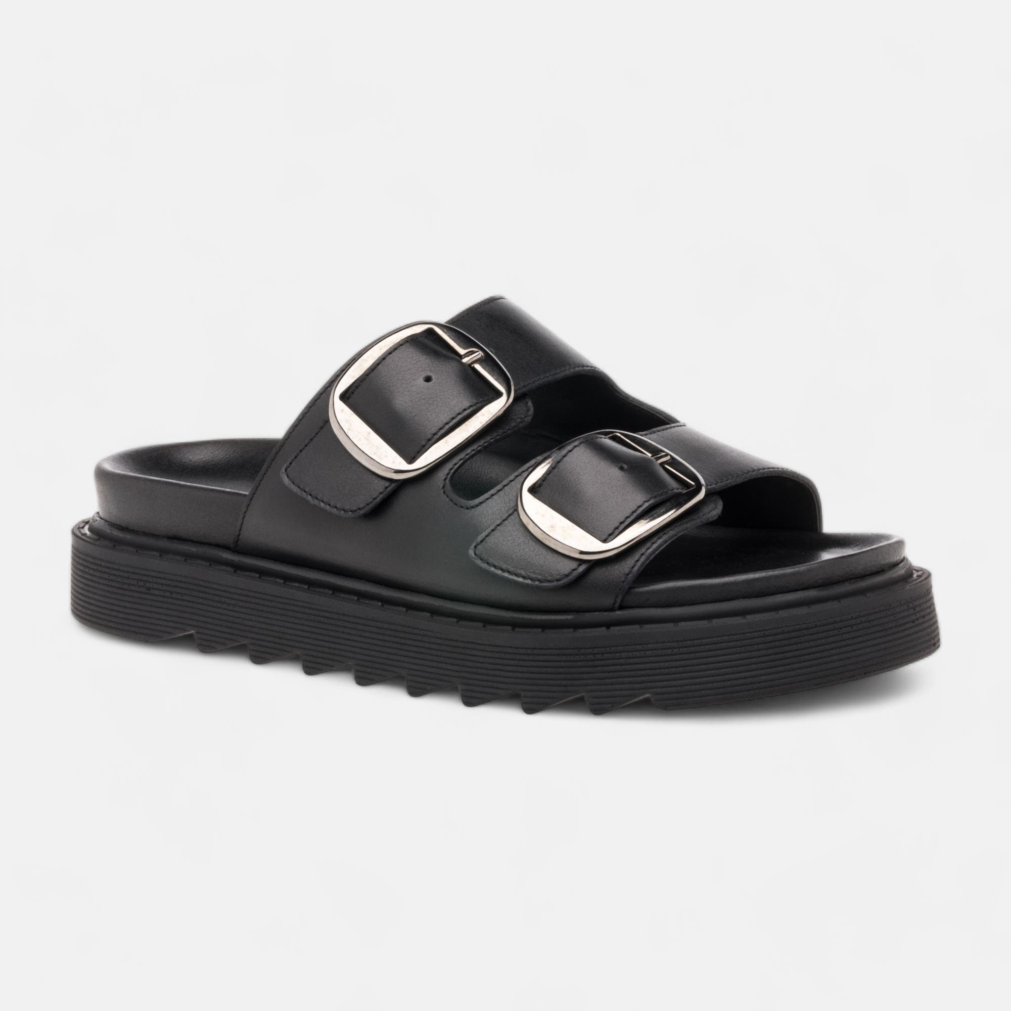 Mules Femme en cuir noir