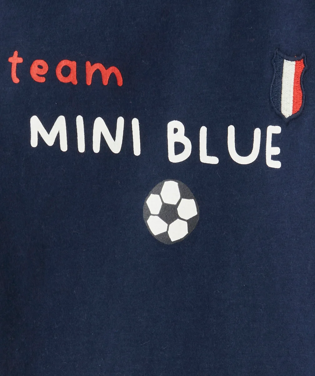 T-SHIRT BÉBÉ GARÇON EN COTON BIO BLEU MARINE THÈME FOOTBALL
