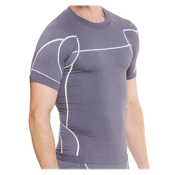 Camiseta de compressão para corrida Cellutex masculina, cinza e bege, tamanho G/GG