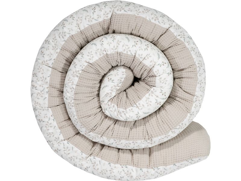 Ullenboom Nestschlange Waffel Floral Sand 300 cm Bettschlange für Babybett