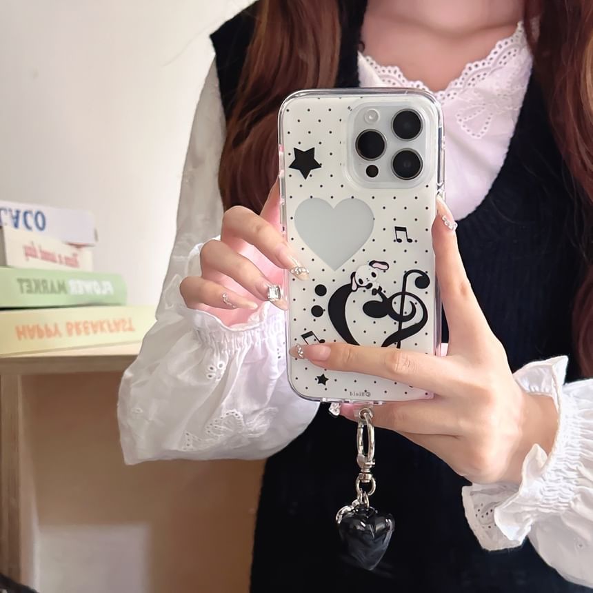 Pixel Dream - Muzieknoot Gestippelde Telefoonhoes / Charm / Set - Apple iPhone 16 Pro Max / 16 Pro / 16 Plus / 16 / 15 Pro Max / 15 Pro / 15 Plus / 15 / 14 Pro Max / 14 Pro / 14 Plus / 14 / SE / 13 Pro Max / 13 Pro / 13