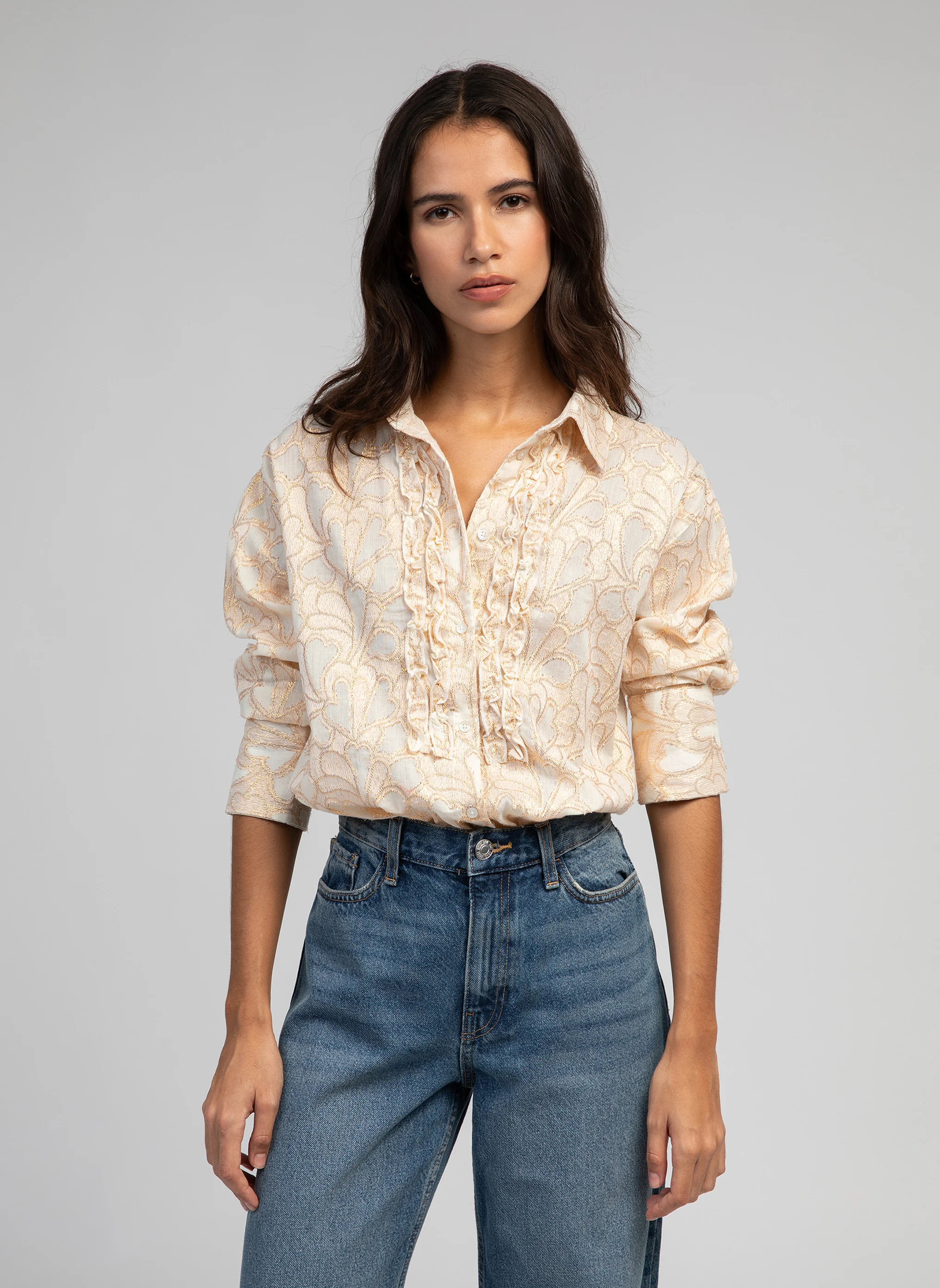 SOLOANE - Chemise imprimée en coton mélangé | Blanc