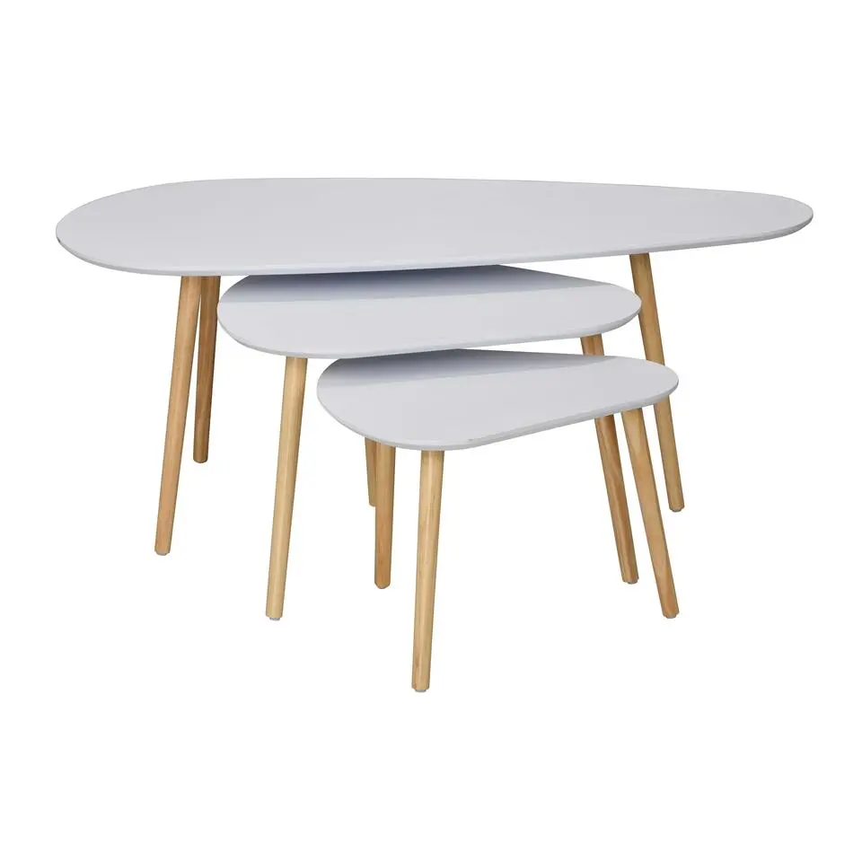 CALICOSY - Set van 3 salontafels - Wit - 42x103x50 cm