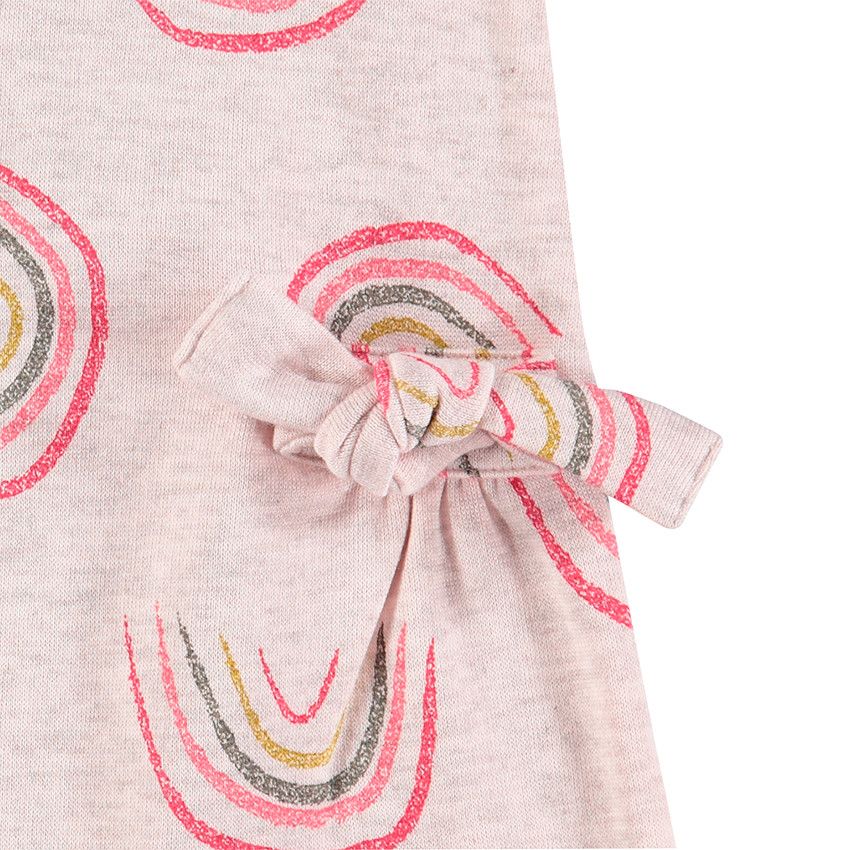 Robe manches courtes en maille avec arcs-en-ciel imprimés all-over - Rose