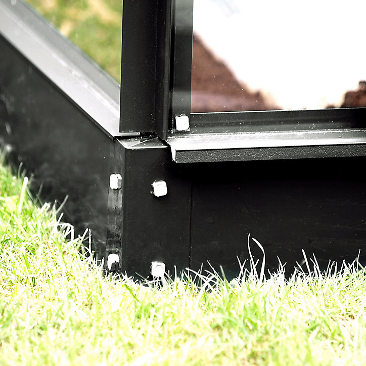 Serre de jardin Lams Laurus en aluminium laqué gris anthracite et verre trempé L.2,55 x l.4,42 x H.2,53 m surface 11,30 m²