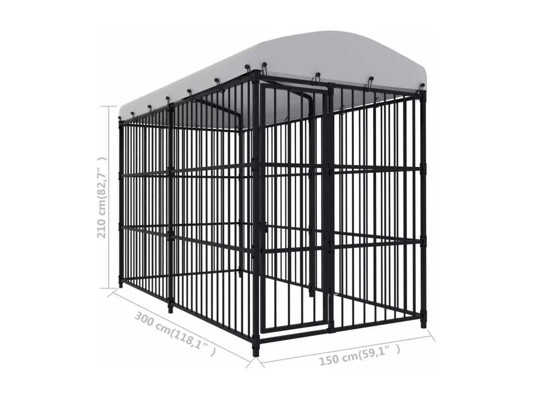 Chenil cage enclos pac noire 300 x 150 x 210 cm 02_0041728