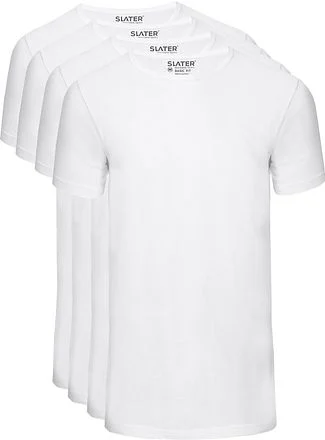 Slater 4-pack Basic Fit T-shirt Wit 7500 kopen
