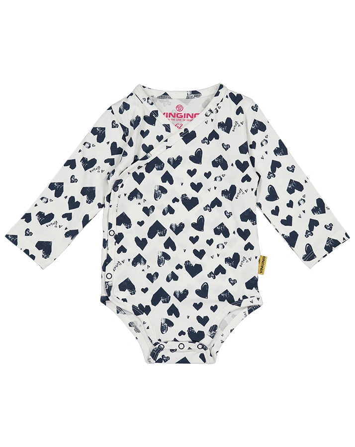Langarm-Wickelbody PHILOU BABY in weiß/dunkelblau