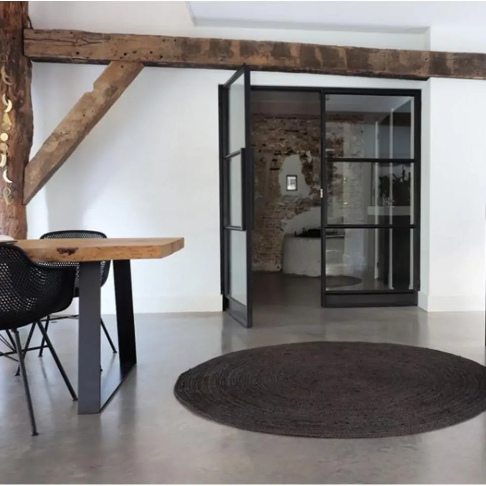 Interieur05 Vloerkleed - Jute Rond - Zwart - 150Ø