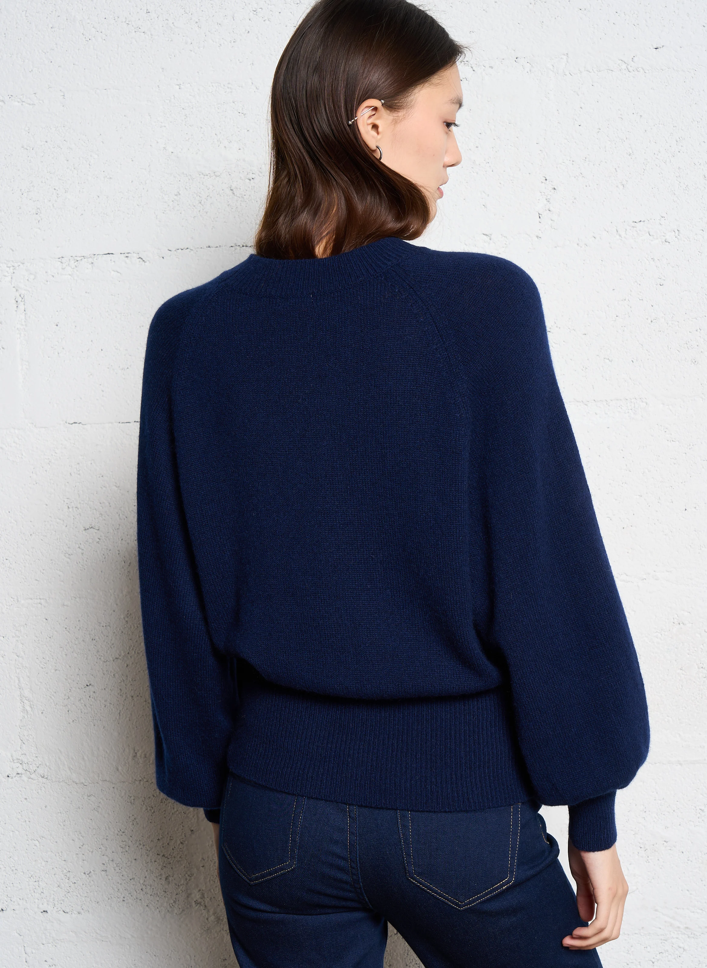 GANTO - Pull droit en laine mélangée | Bleu
