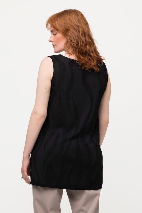 Stricktop, Wellen-Design, V-Ausschnitt, ärmellos