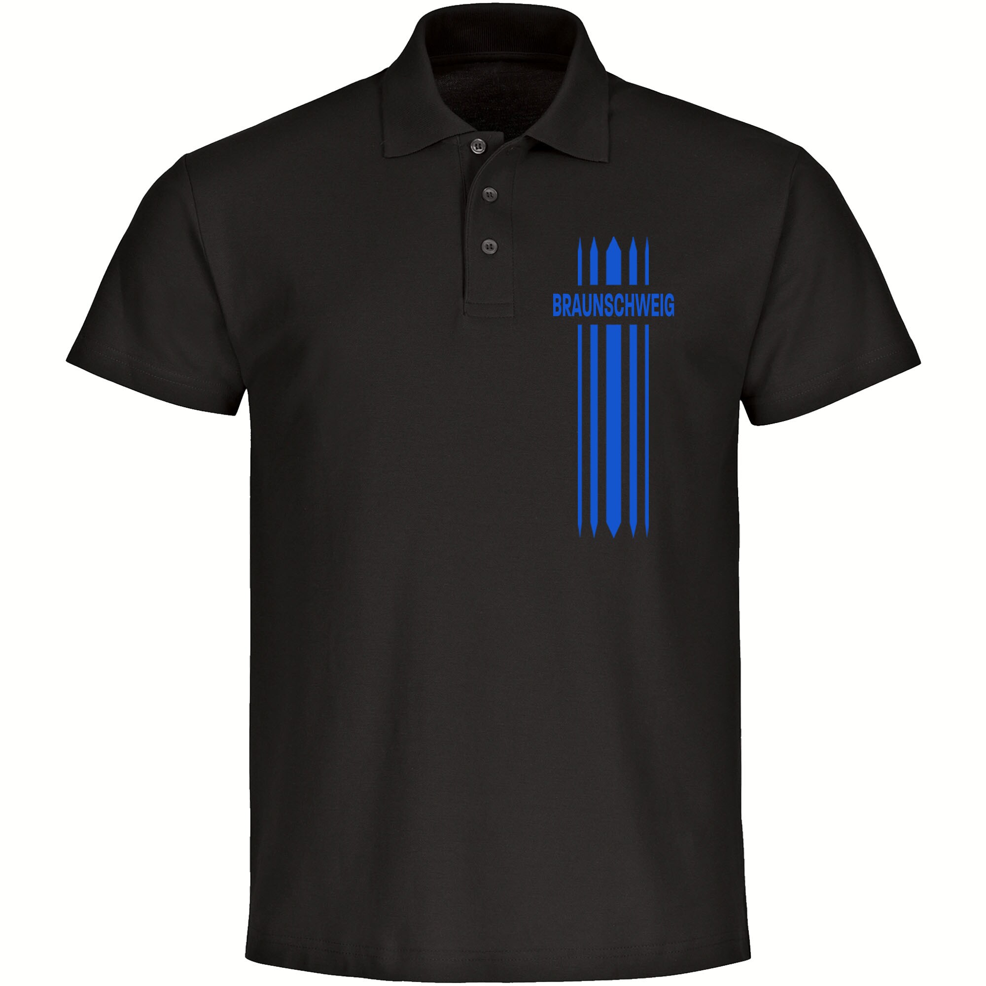 multifanshop® Poloshirt - Braunschweig - Streifen - Druck blau