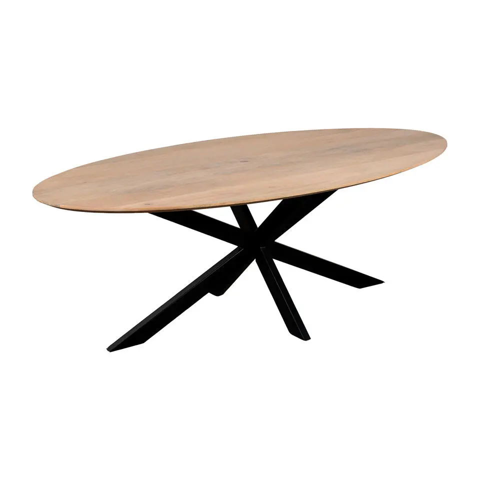 QUVIO Eettafel Sofia – Ovaal – 220x100 cm – Kruispoot - Naturel
