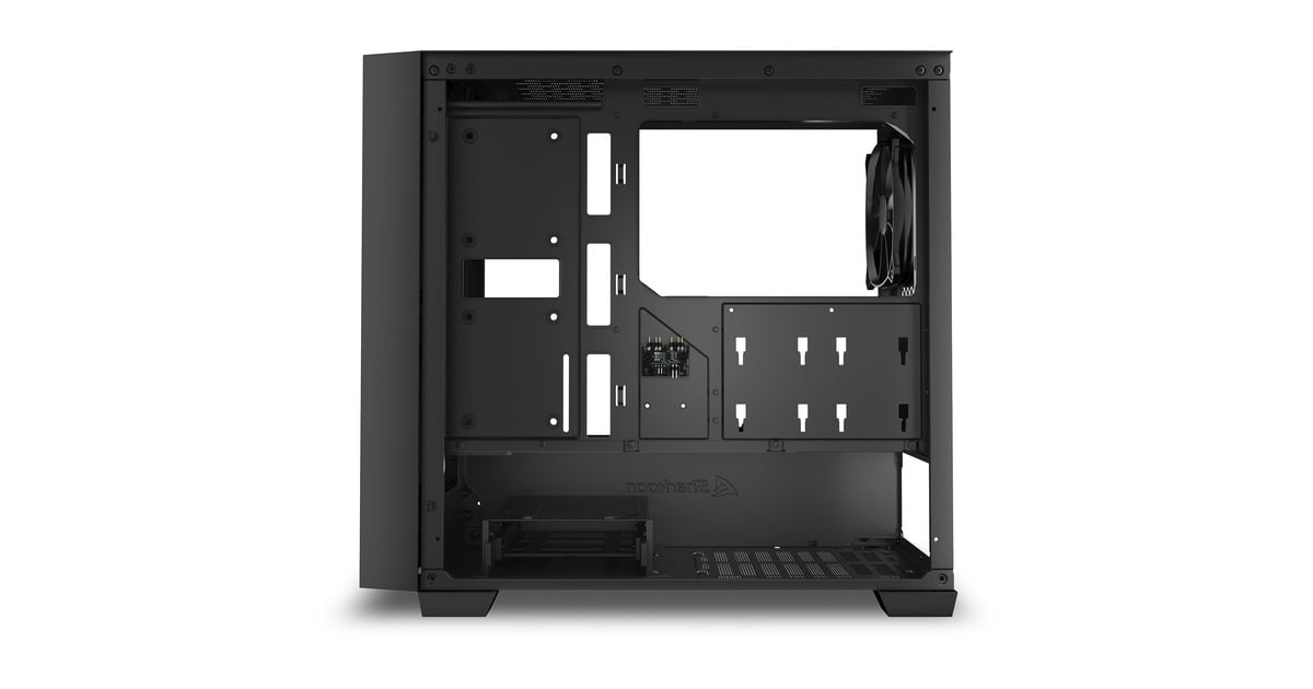 SharkoonJ1000 ARGB midi tower behuizing  (Zwart | 3x USB-A | RGB | Tempered Glass)
