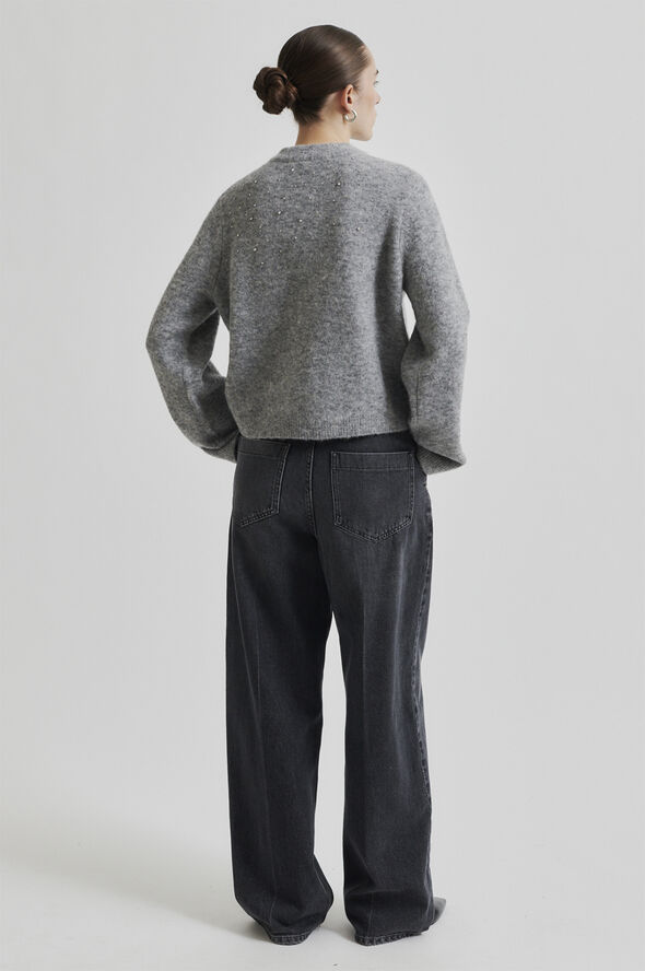 Second Female Sparkling Alpaca Blend Knit Cardigan Grey melange