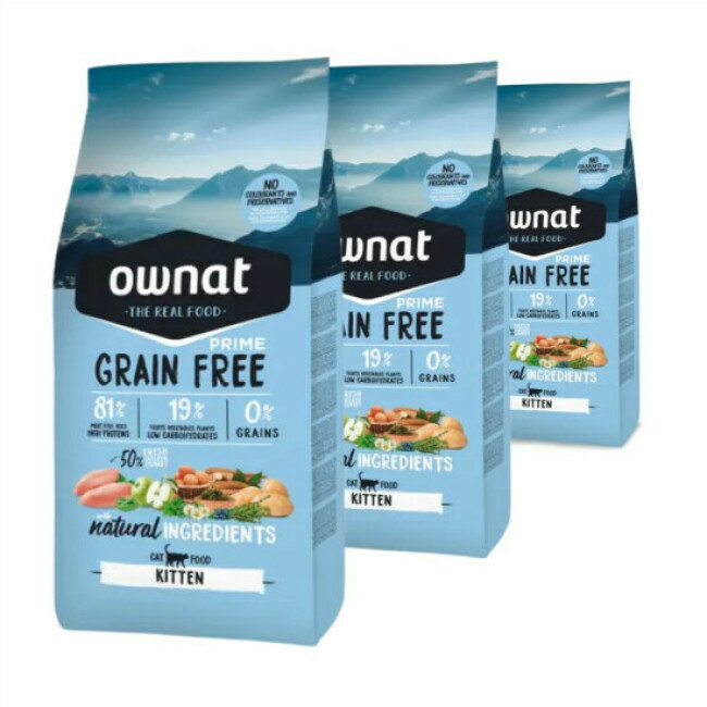 Croquettes Ownat Grain Free Prime sans céréales pour chaton