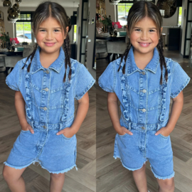 Girly denim jumpsuit - blauw