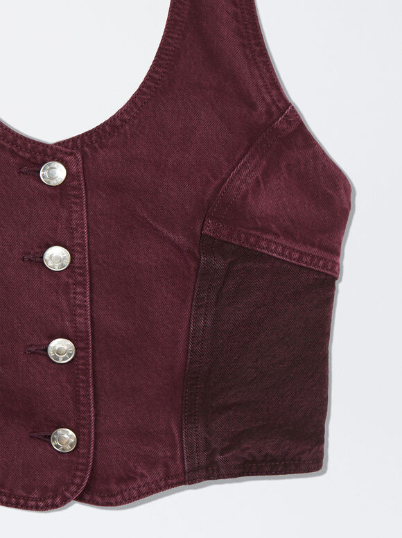 Top jeans color block - Violeta