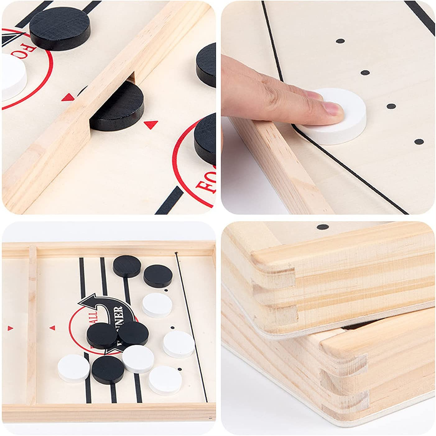 (55x30cm) Holz Schleuder Hockey Sling Puck Katapult Tischspiel Air Hockey Brett - Braun