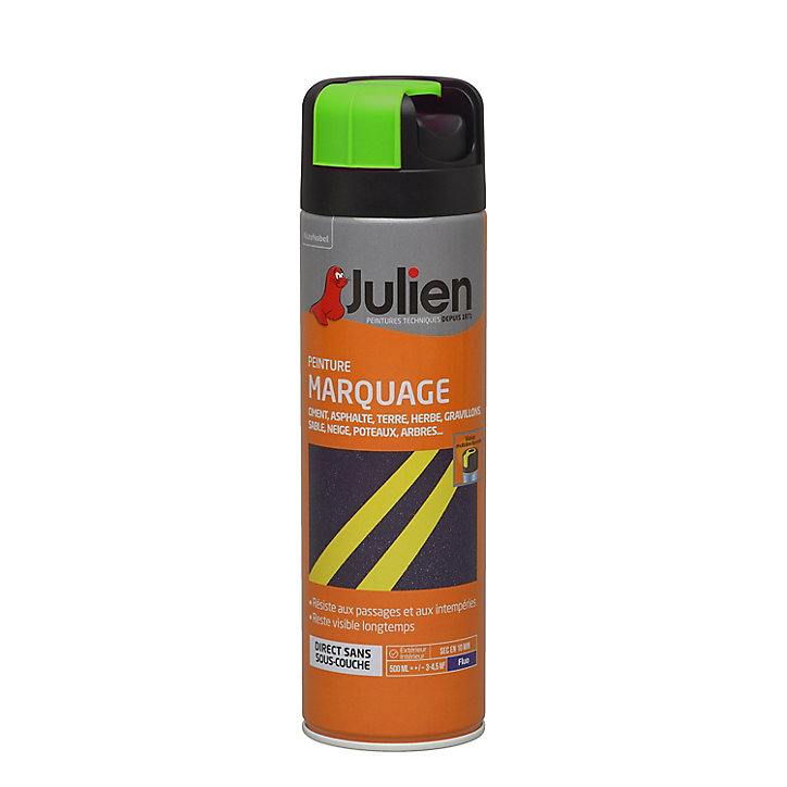 Peinture aérosol de marquage multi supports Julien fluo vert 500ml