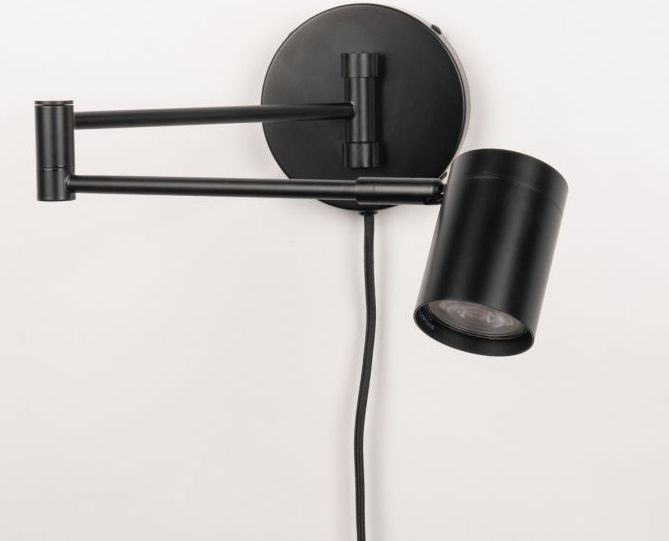 Wandlamp - Zwart - Verstelbare Knikarm - Koker Spot GU10