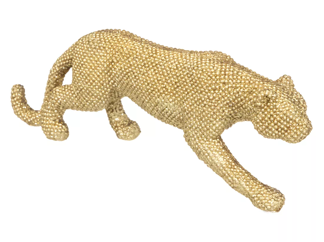 Objet déco Panthère en résine dorée pailletée L 28.5 cm