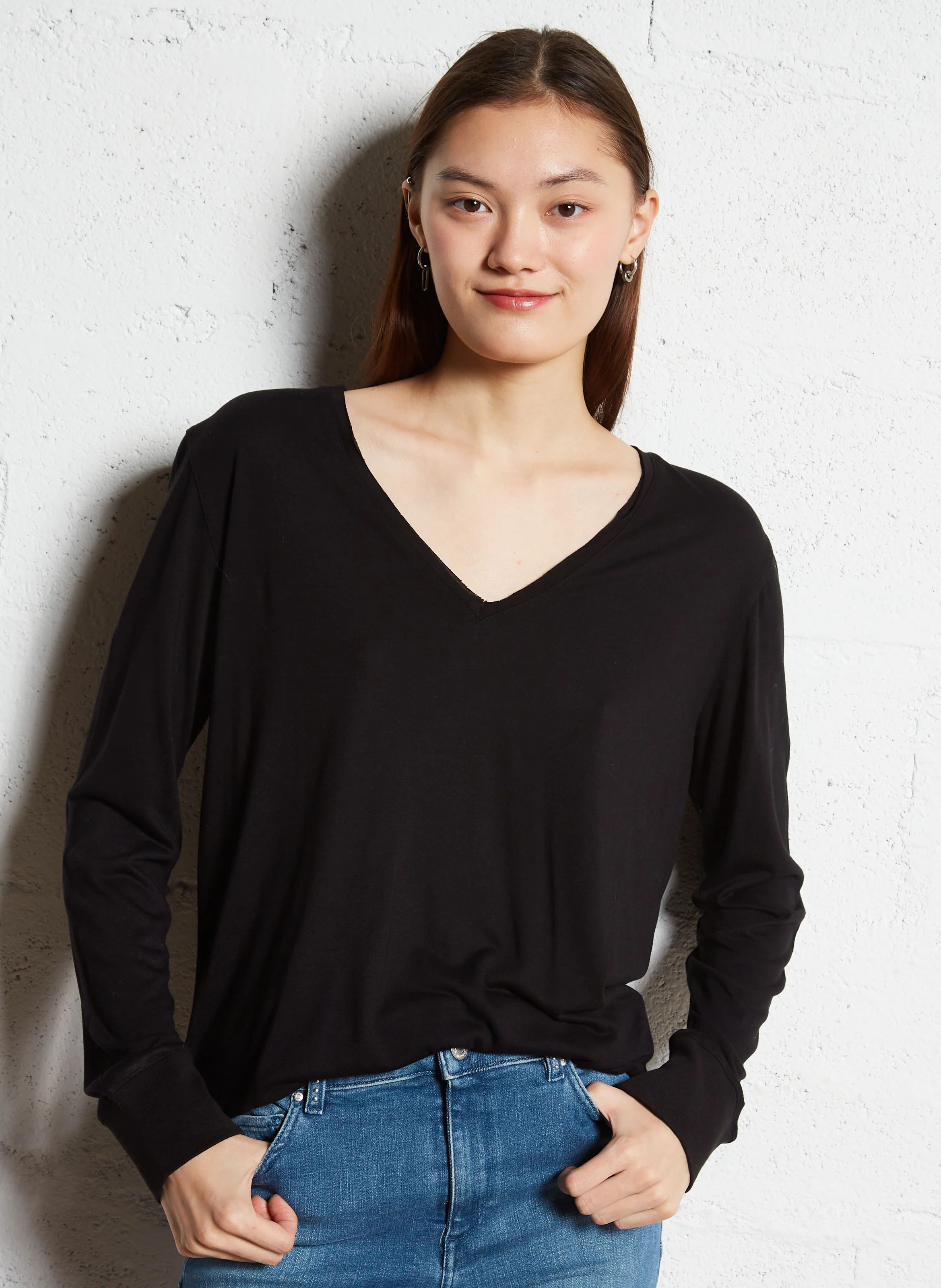 Tee-shirt col V| Noir
