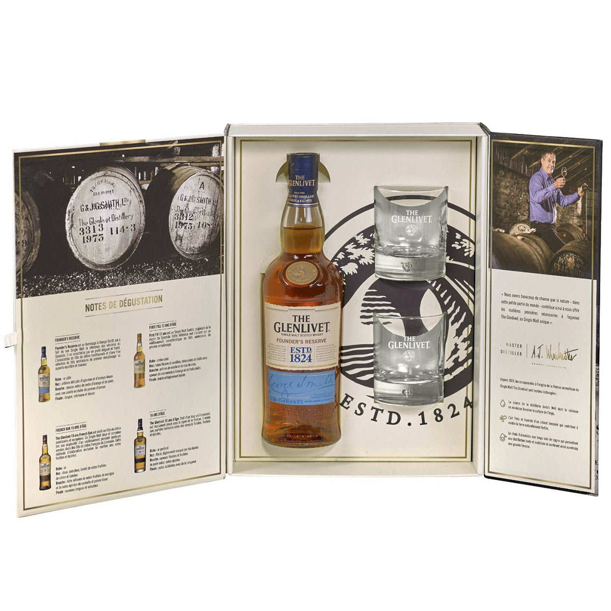 Whisky the Glenlivet founder's reserve - coffret avec 2 verres