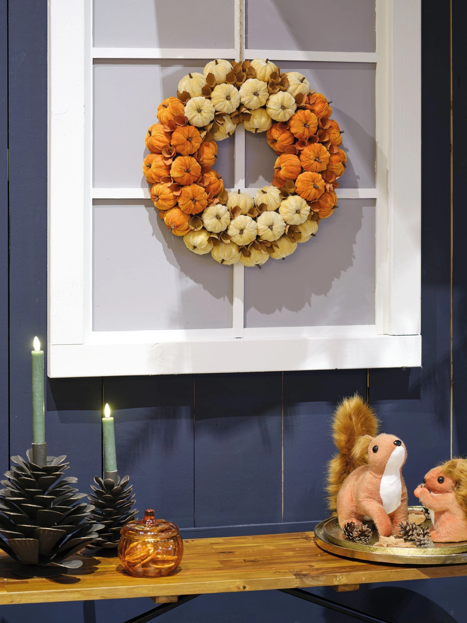 Decoris Fluwelen Pompoenkrans 44cm