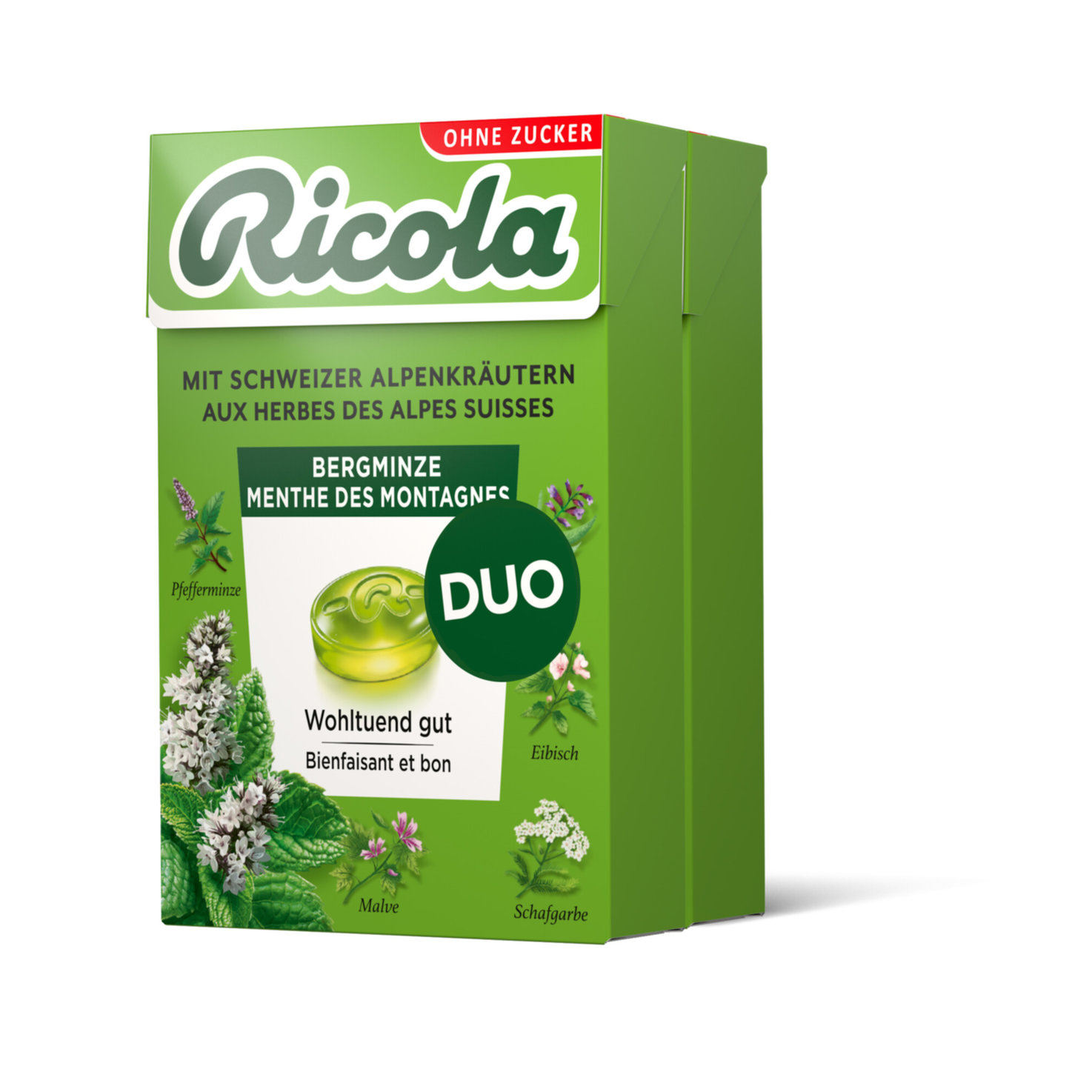 Ricola Bonbons Bergminze ohne Zuckerzusatz 2x50g