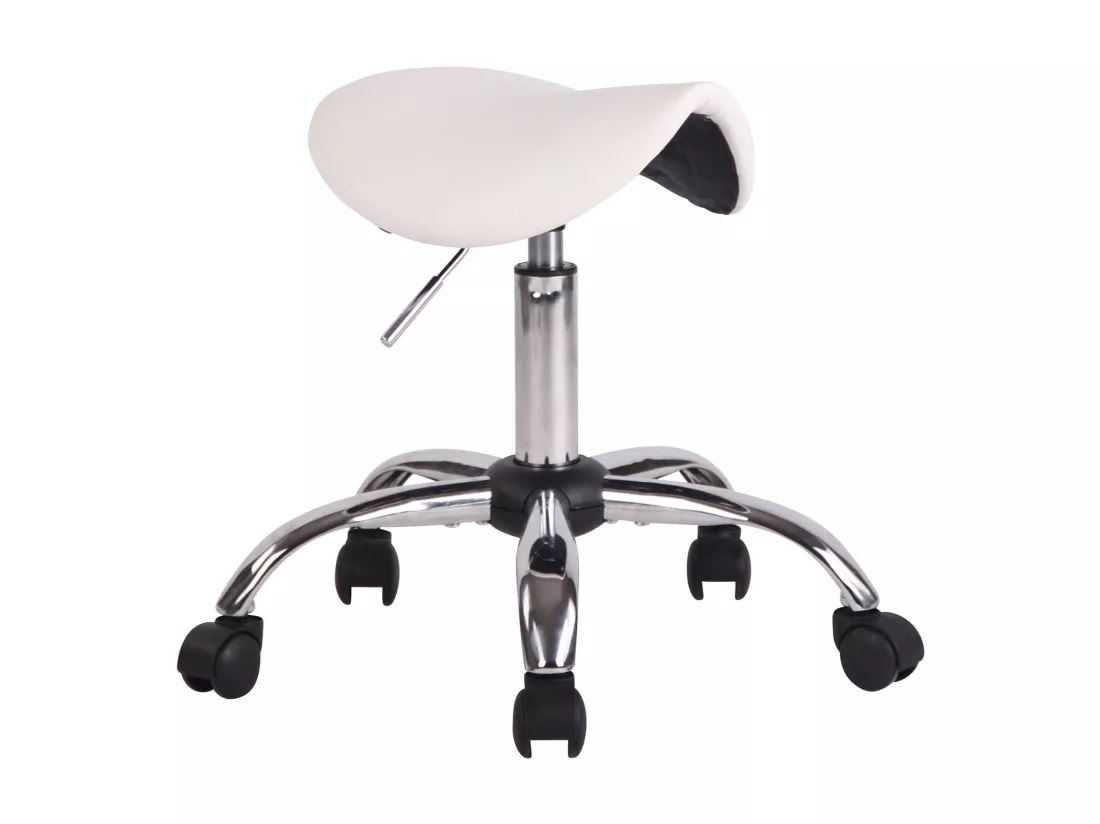 Tabouret - Similicuir & Métal chromé - Blanc - Augsburg