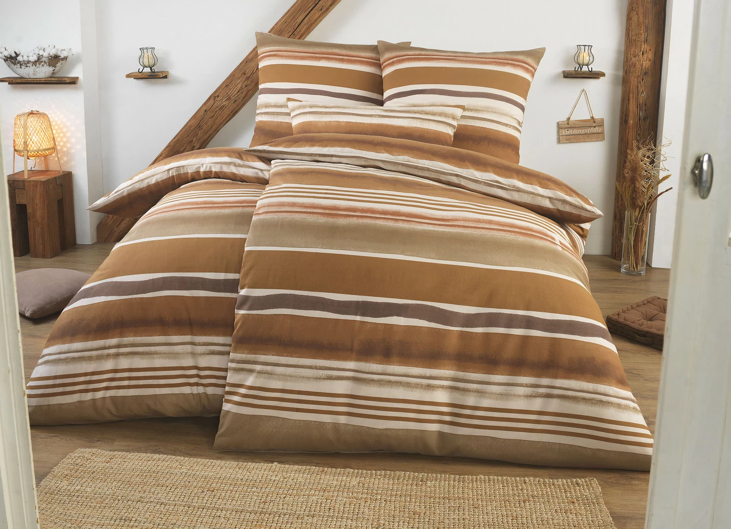 Beidseitig bedruckte Bettwäsche-Garnitur in Polycotton-Qualität