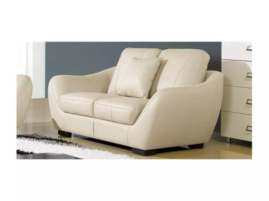 Canapé Cuir 2 places JULIETTA Beige - Angle Droit