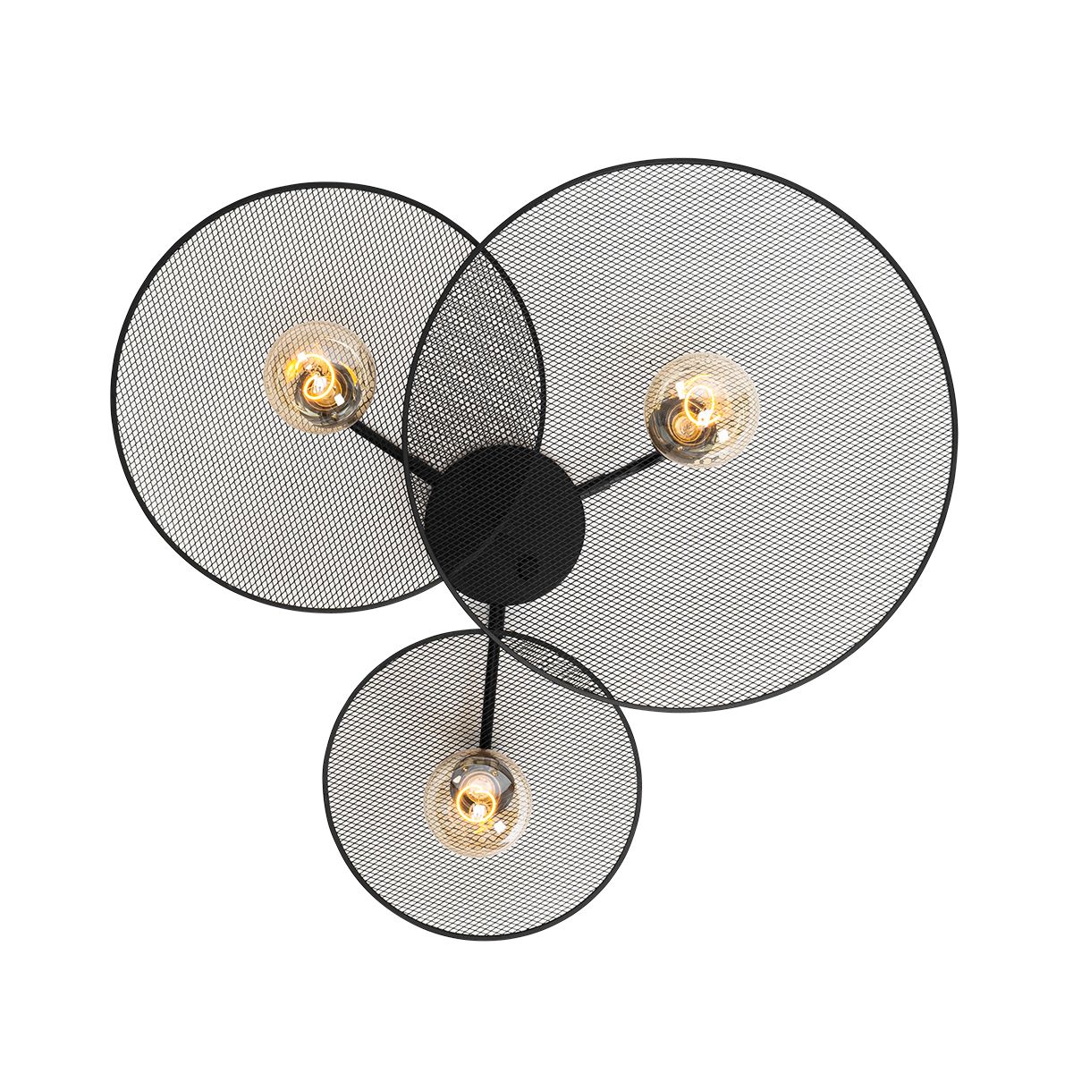 Design plafondlamp zwart met mesh 3-lichts - Jane