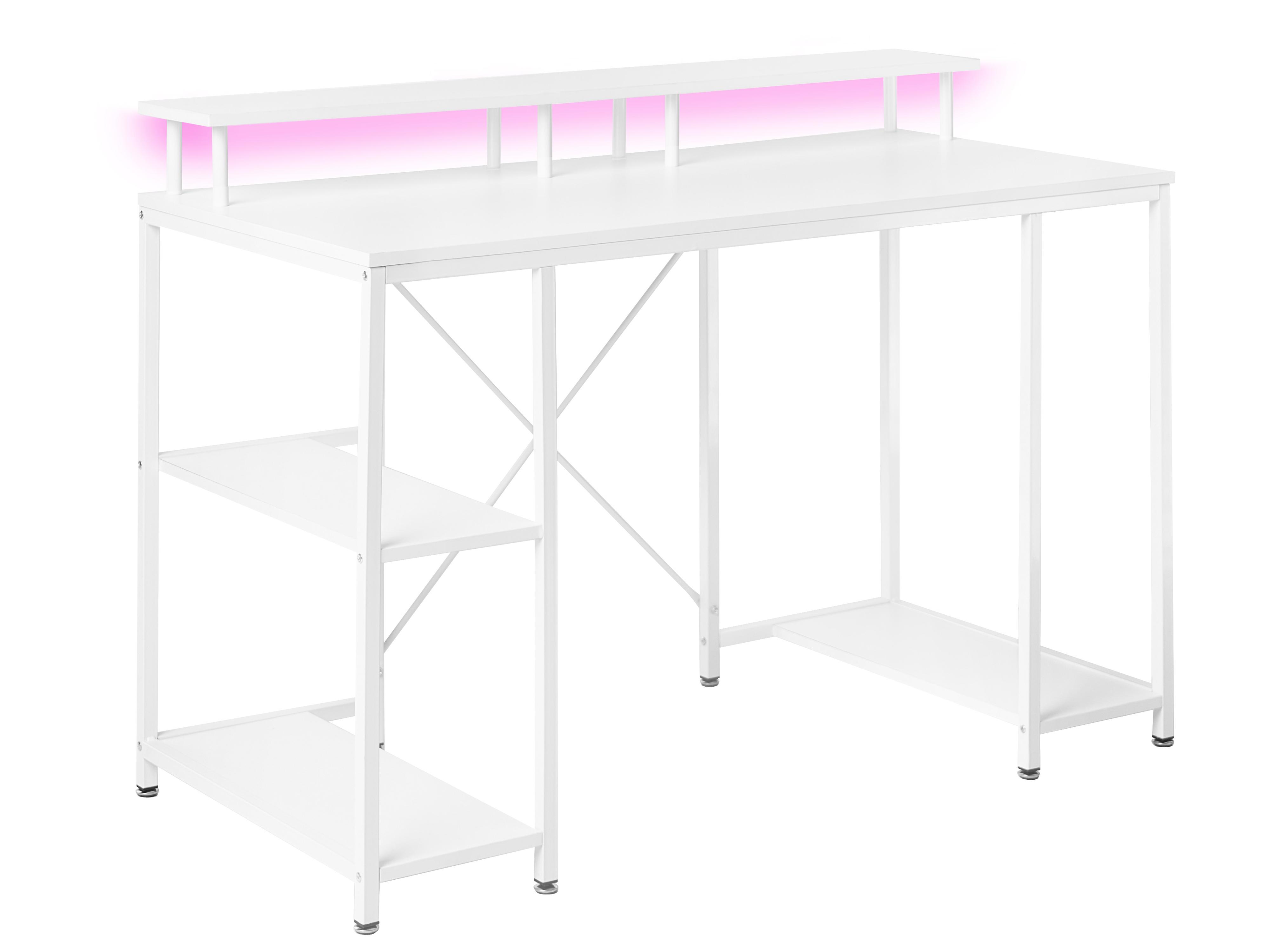 Game bureau CADDO Wit 120 cm 60 cm met planken LED