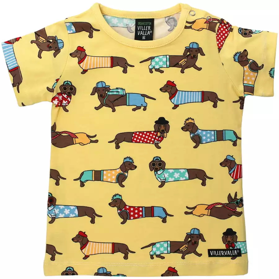 Villervalla Shirt Kurzarm Dachshund zitrone