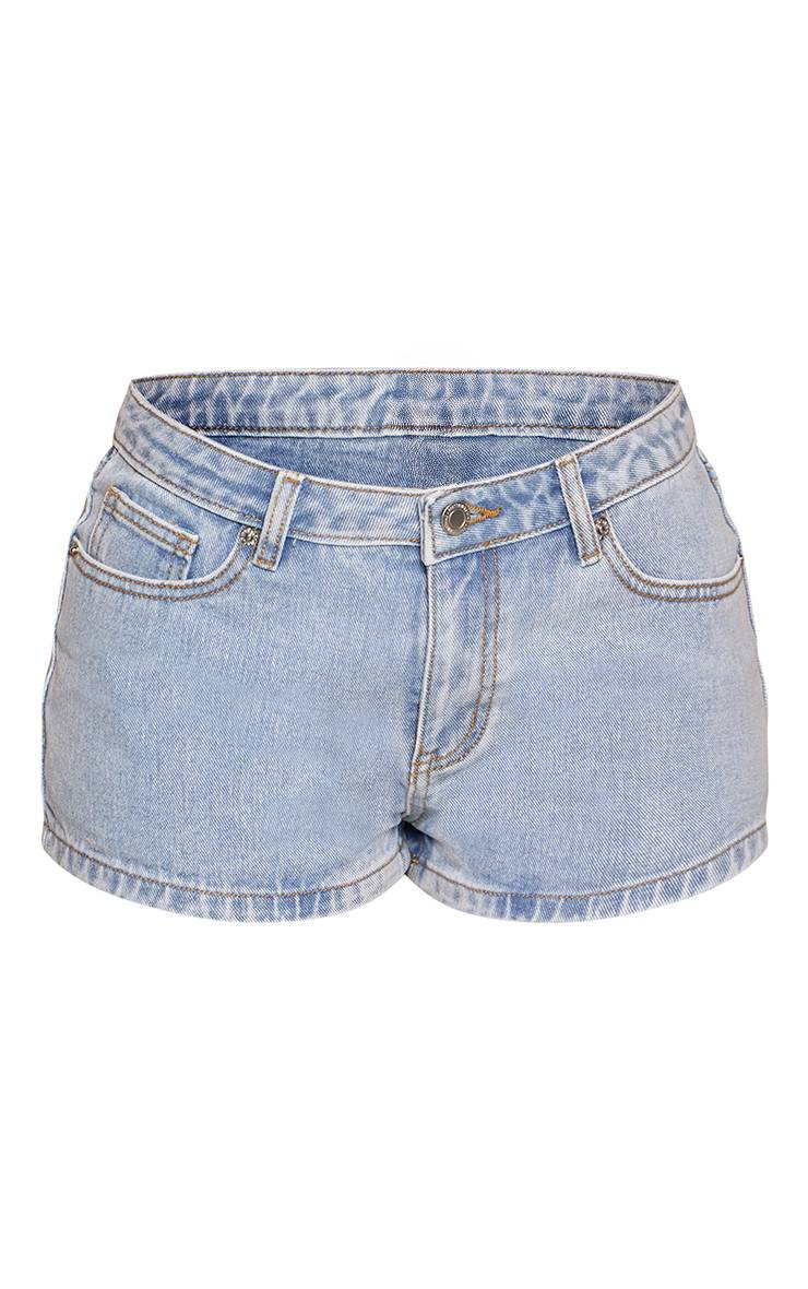 Bleu Clair Short En Jean Taille Mi-haute Avec Détails Petite