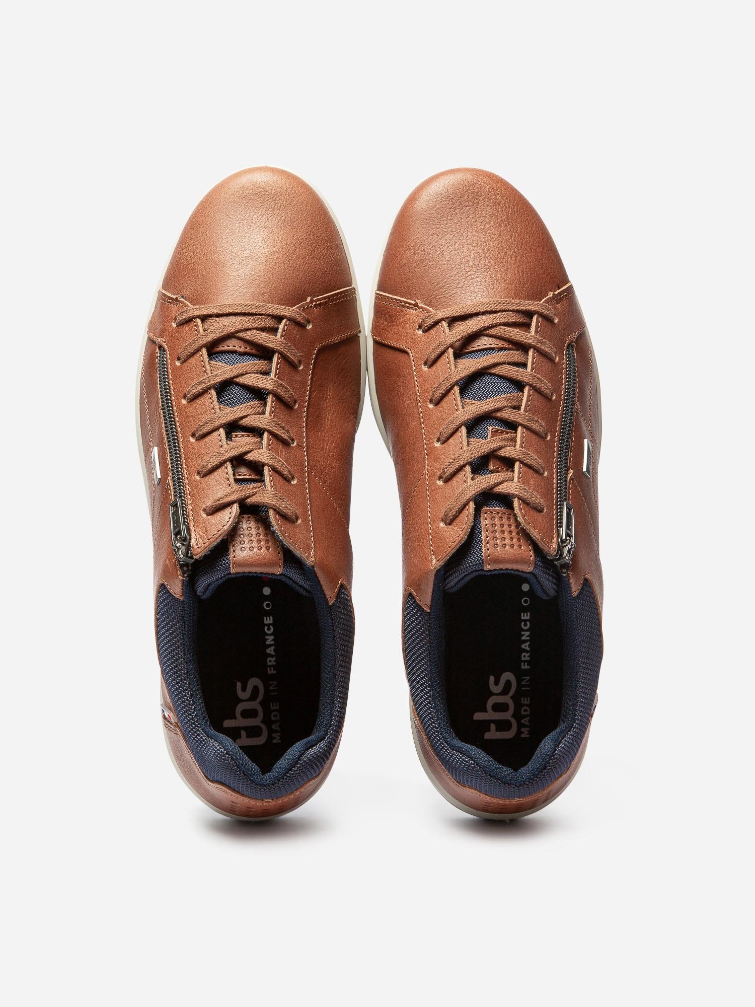 Baskets Homme Zippées Fabriquées en France Cuir Marron