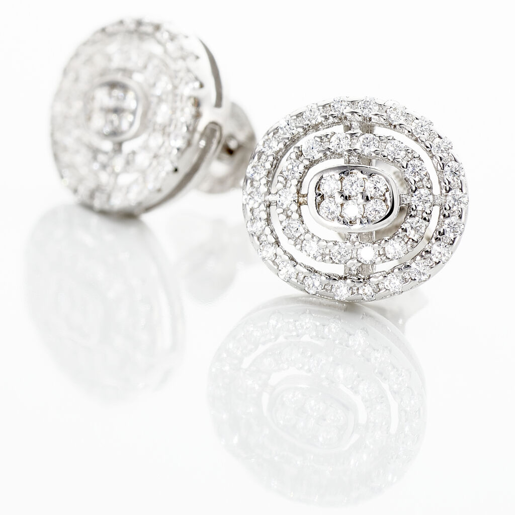 Boucles D'oreilles Puces Fidjy Argent Blanc Oxyde De Zirconium