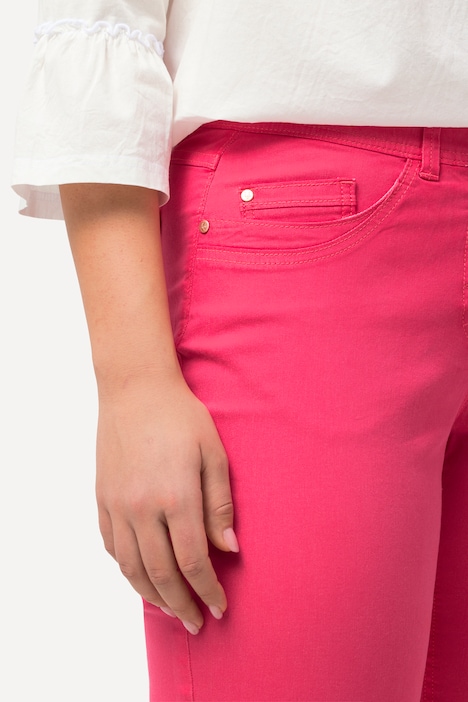 Jeans Mary, weites Bein, Fransensaum, Stretch