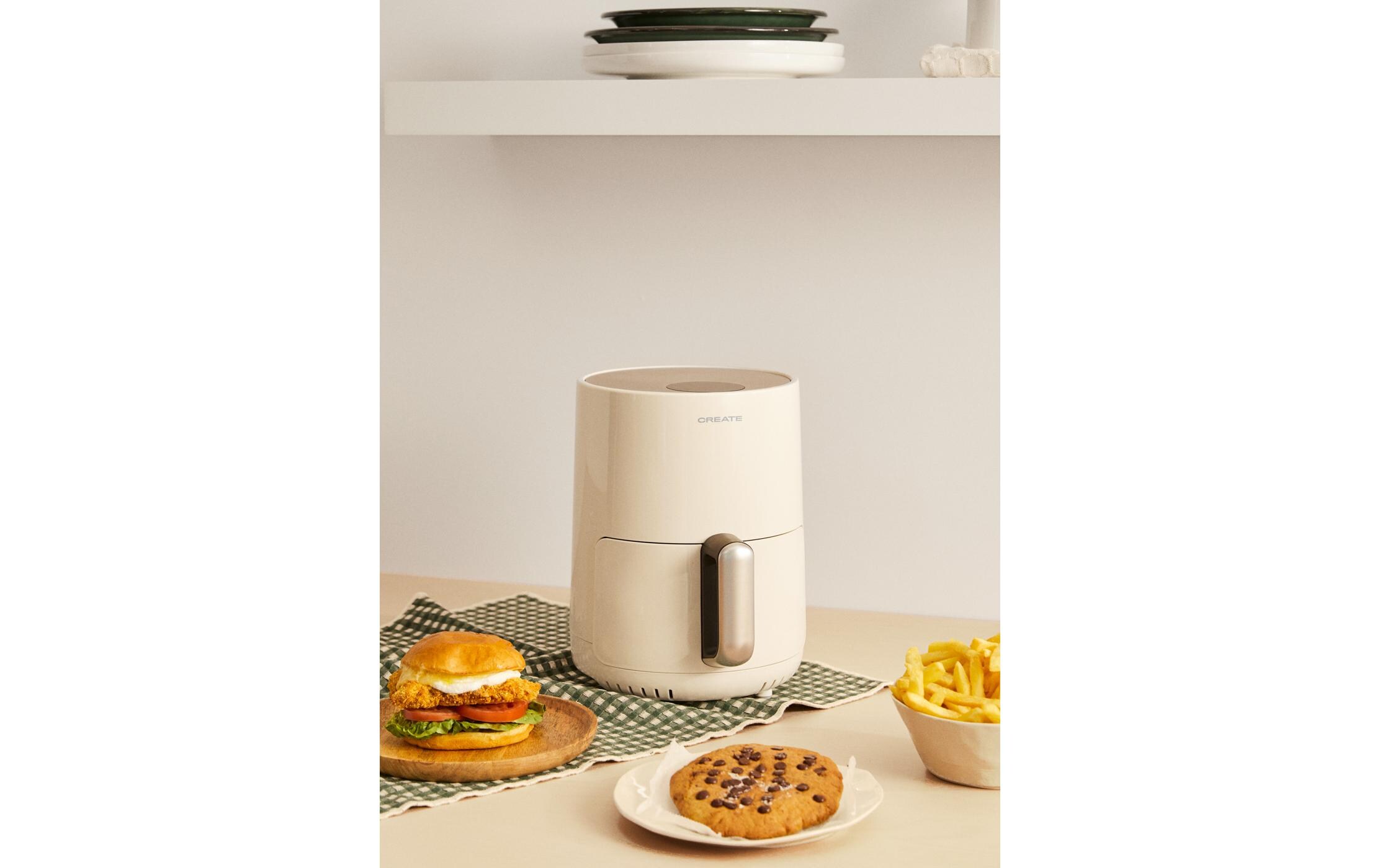 Heissluft-Fritteuse Air Fryer Creme 1.5 lKompakter Air Fryer für fettarmes Frittieren und Backen