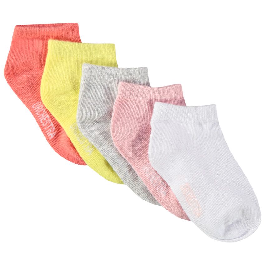 Lot de 5 paires de chaussettes courtes unies pour bébé fille - Blanc