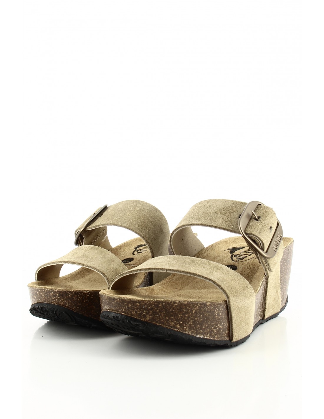 plakton Mules Compensées So Rock Cuir Beige