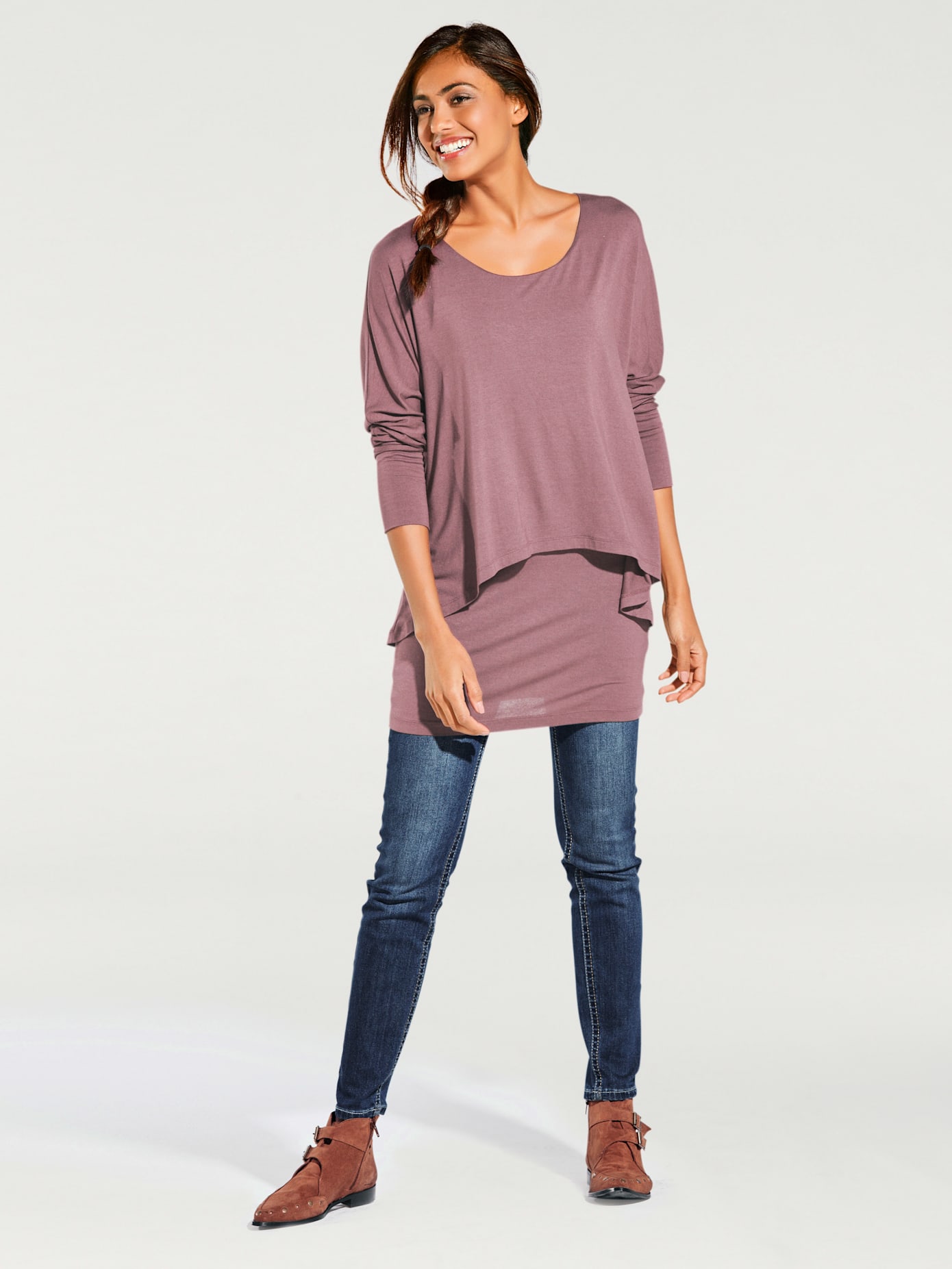 T-shirt à encolure ronde look décontracté tendance, manches chauve-souris