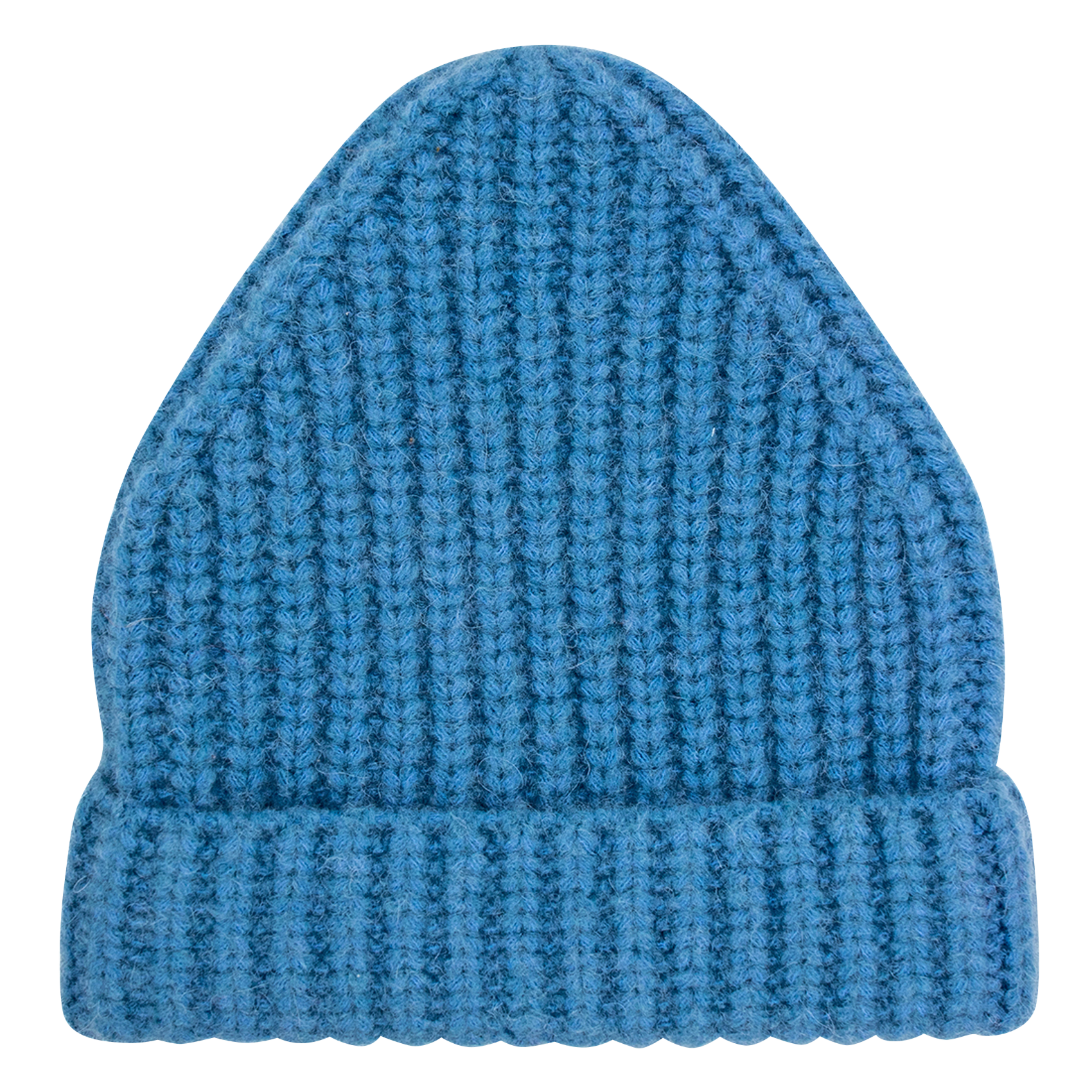 PEGGIE - Bonnet côtelé en laine mélangée | Bleu