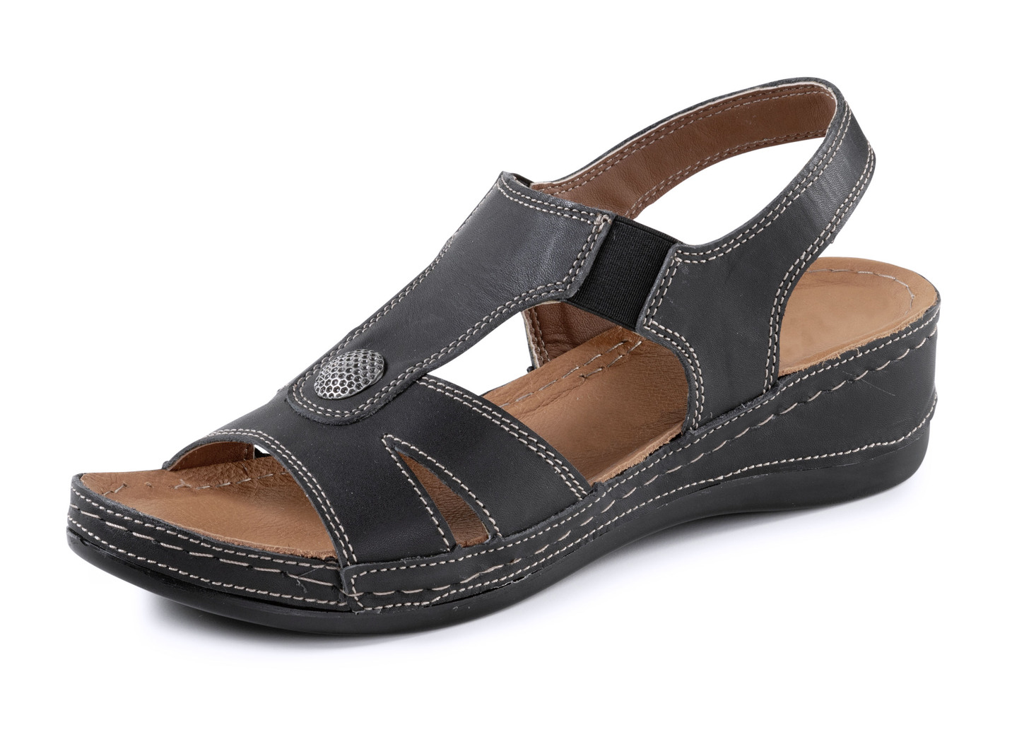 ELENA EDEN Sandale aus Nappaleder mit Metallschmuck